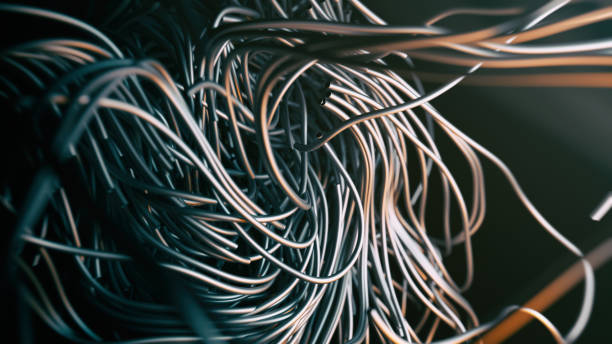 абстрактные извилистые провода - cable intertwined nobody technology стоковые фото и изображения