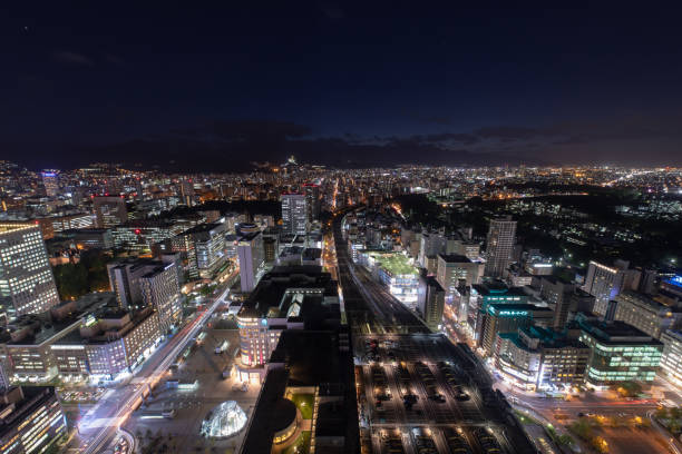 istock Beautiful night view in Sapporo 1197838736