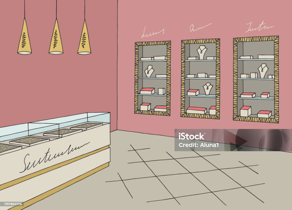 Šperky obchod grafická barva vnitřní skica ilustrační vektor - Bez autorských poplatků Architektura vektorové obrázky Šperky obchod grafická barva vnitřní skica ilustrační vektor - Bez autorských poplatků Architektura vektorové obrázky