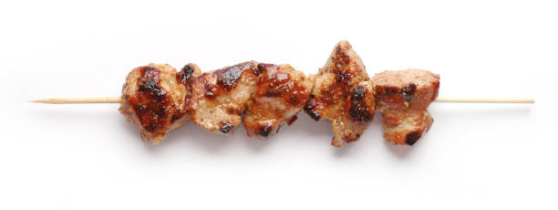 istock Pork shish kebab isolated on white background, top view 1197841194
