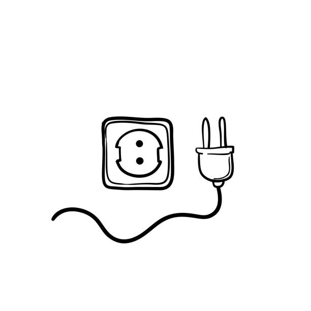 hand drawn electric socket icon vector design element doodle hand drawn electric socket icon vector design element doodle connection block computer cable electronics industry electricity stock illustrations