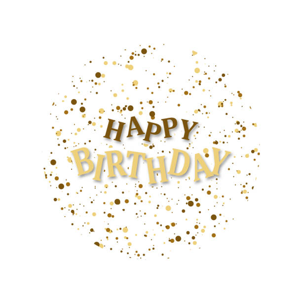 ilustraciones, imágenes clip art, dibujos animados e iconos de stock de ilustración de feliz cumpleaños. carta feliz cumpleaños con confeti en círculo, aislado sobre fondo blanco. felicidades con cartel de cumpleaños feliz, banner o tarjeta de felicitación. vector - 3894