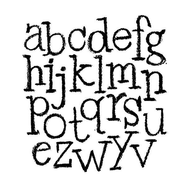 istock Vector Pastel or Charcoal Style Hand Drawn Alphabet Font. Calligraphy alphabet on a white background 1197844836