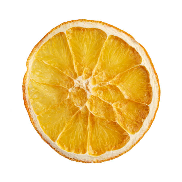 istock dried orange slices isolated on white background. Top view 1197845102