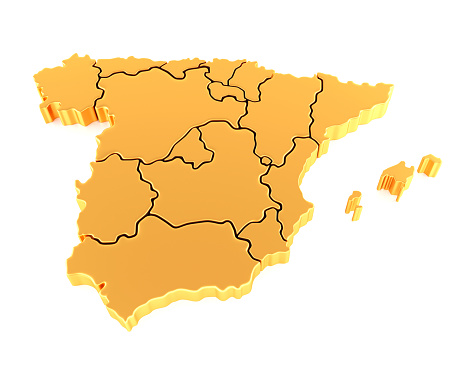 High detailed 3D render of Spain Map isolated on white background