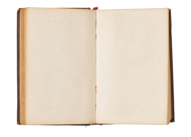 istock Opened old book with blank pages isolated on white. Top view 1197851449