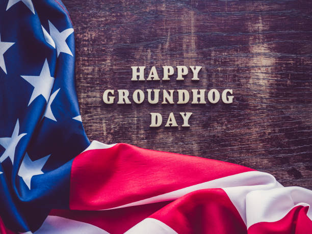istock Groundhog Day Background. Close-up, top view, isolated 1197852698