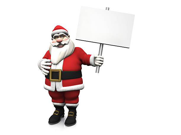 istock Cartoon Santa holding blank sign. 119785289
