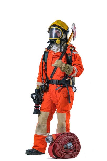 istock Firefighters and Fire hose coil  fire and rescue training school regularly to get ready help, fire protection concept 1197853169