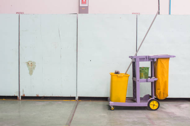 istock The cleaning trolley (service cart) in front of wall 1197854985