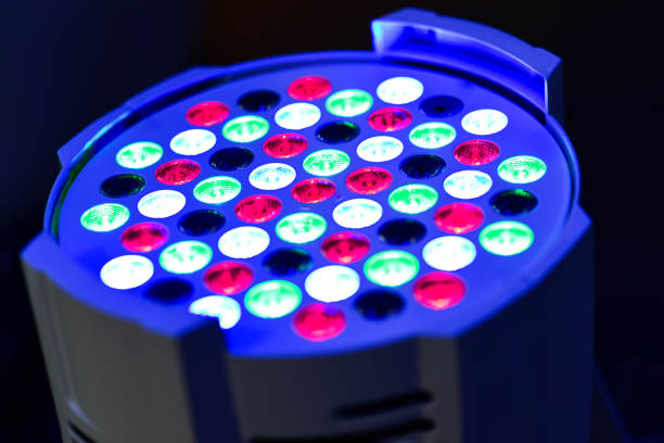 Color LED Spotlight in the Dark.