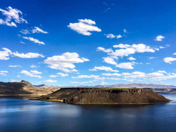 istock Peru uros islands with blue sky 1197863278