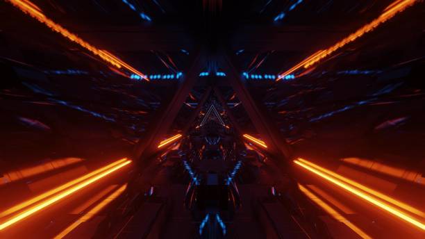 istock technical triangle space ship hangar tunnel corridor with glass windows 3d illustrations graphics artworks background wallpaper 1197866174