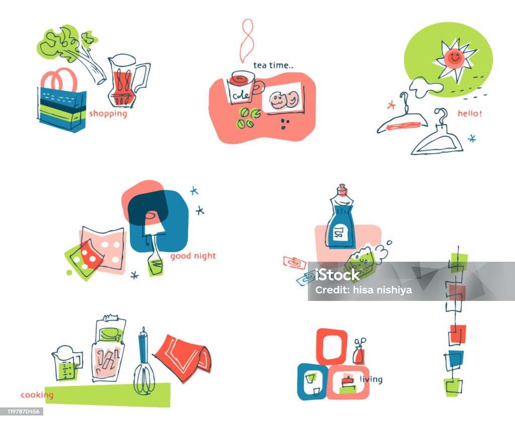 Daily Needs Examples Graphics Daily Necessities Such As Kitchen Tools Stock Illustration - Download ...