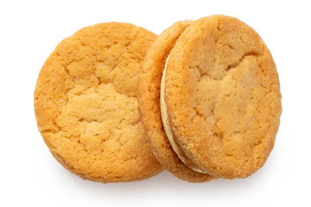 istock Crunchy cream oat biscuits with vanilla filling. 1197876139
