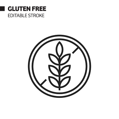 Gluten Free Line Icon, Outline Vector Symbol Illustration. Pixel Perfect, Editable Stroke.