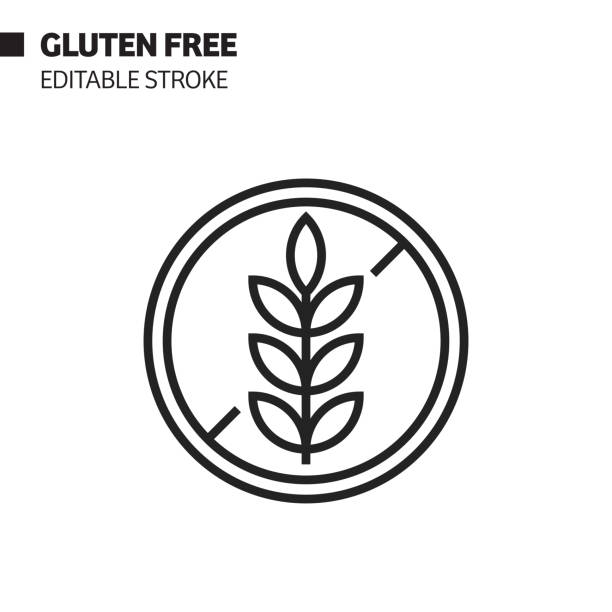 Gluten Free Line Icon, Outline Vector Symbol Illustration. Pixel Perfect, Editable Stroke. Gluten Free Line Icon, Outline Vector Symbol Illustration. Pixel Perfect, Editable Stroke. gluten free stock illustrations