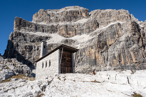 A small church in the Dolomites. Italy.