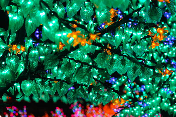 LED lights garden stock photo
