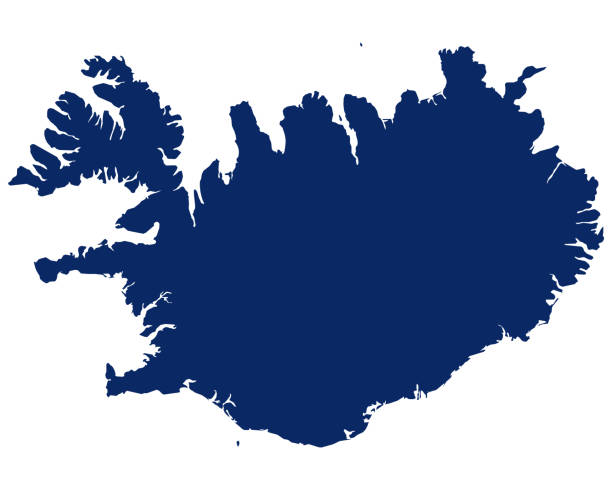 illustrazioni stock, clip art, cartoni animati e icone di tendenza di mappa dell'islanda in colore blu - islande