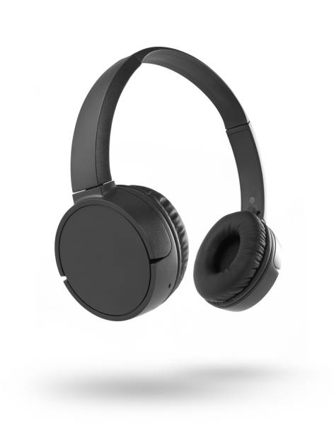 istock Wireless black headphones on white 1197887035