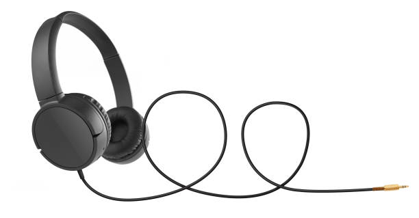 istock Headphones with cable on white 1197887095