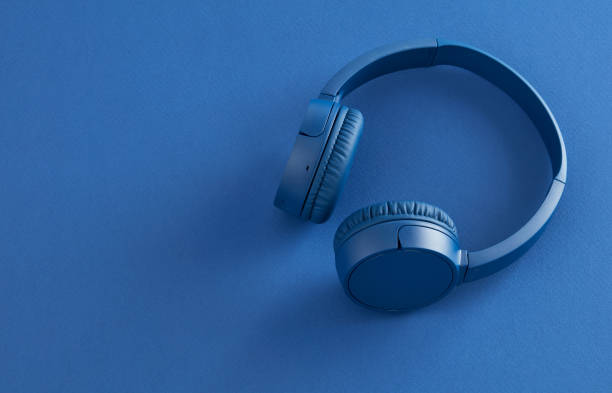 Headphones on blue background