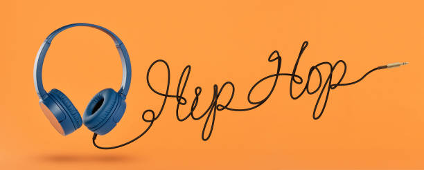 istock Headphones with New York cable on orange background 1197887129