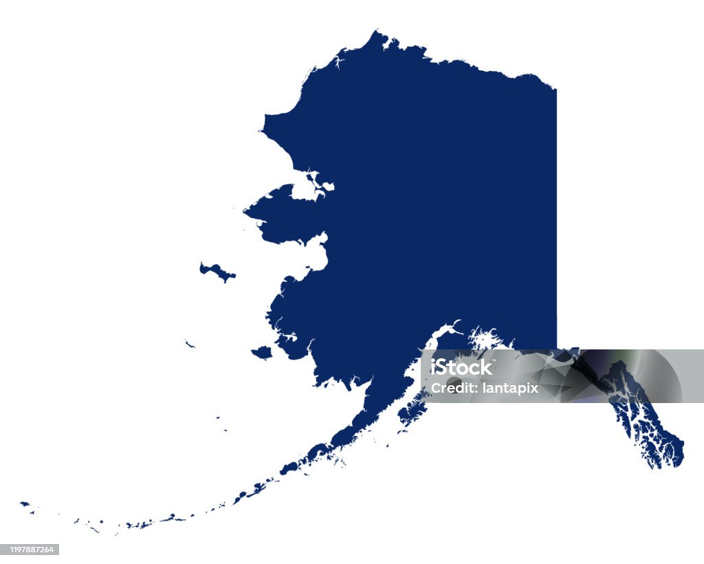 Map of Alaska in blue colour Alaska - US State stock vector
