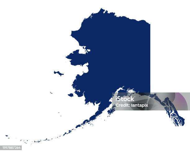 Map Of Alaska In Blue Colour Stock Illustration - Download Image Now - Alaska - US State, Map, Tourism