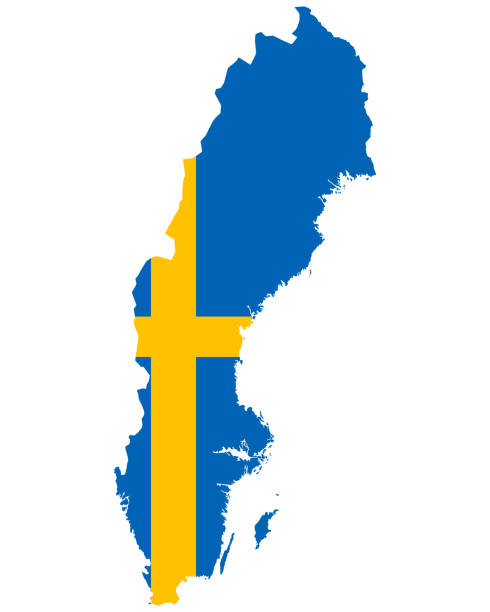 flaga na mapie szkocji - swedish flag stock illustrations