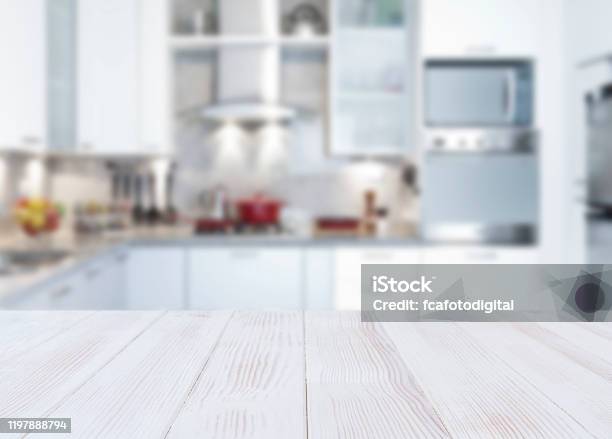 Empty Kitchen Countertop Stock Photo - Download Image Now - Kitchen, Table, White Color