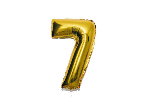 istock Golden balloon number seven, 7 isolated on white background. 1197890743