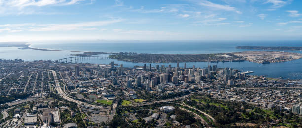 San Diego Skyline Aerial image of downtown San Diego san diego photos stock pictures, royalty-free photos & images