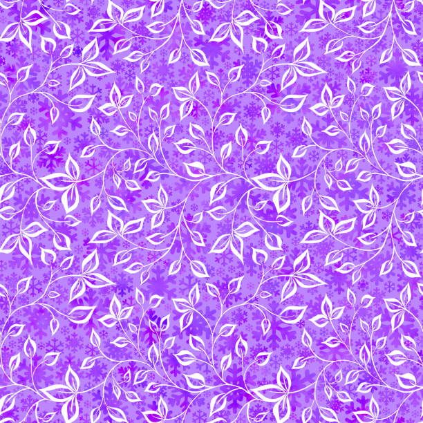 istock White frosty patterns on the purple background of  watercolor snowflakes. Seamless pattern 1197895021
