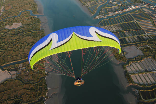 istock Paramotor flying over the Seudre in Charente-maritime 1197896051