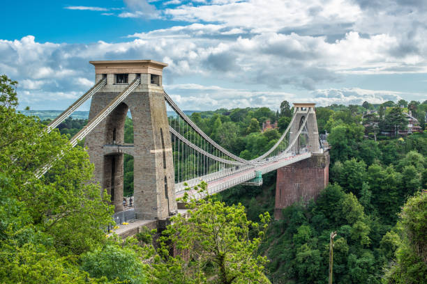 ponte suspensa de clifton - bristol england bridge clifton suspension bridge suspension bridge - fotografias e filmes do acervo