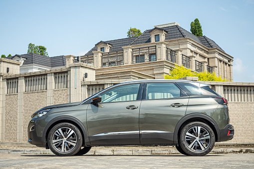 Tarragona, Spain - 8th February, 2023: Mazda CX-60 with 6-cylinders Diesel engine on a road. This model is the largest Mazda vehicle on European market.