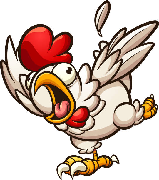 Scared chicken Scared chicken running and screaming clip art. Vector cartoon illustration with simple gradients. All on a single layer. scared chicken cartoon stock illustrations