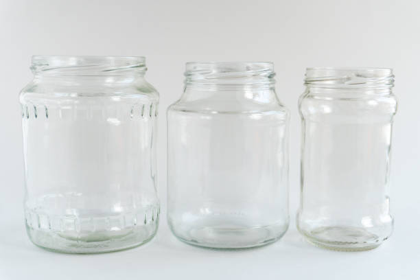 istock Glass jars at gray monochrome background. Zero waste concept. 1197899352