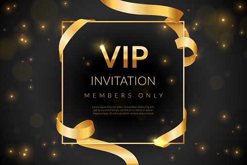 VIP. Luxury gift card, vip invitation coupon, certificate with gold text, exclusive and elegant logo premium membership in prestige club vector promotion design