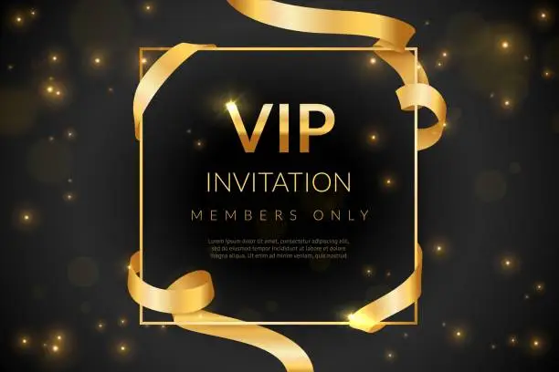 Vector illustration of VIP. Luxury gift card, vip invitation coupon, certificate with gold text, exclusive and elegant logo membership in prestige club vector design