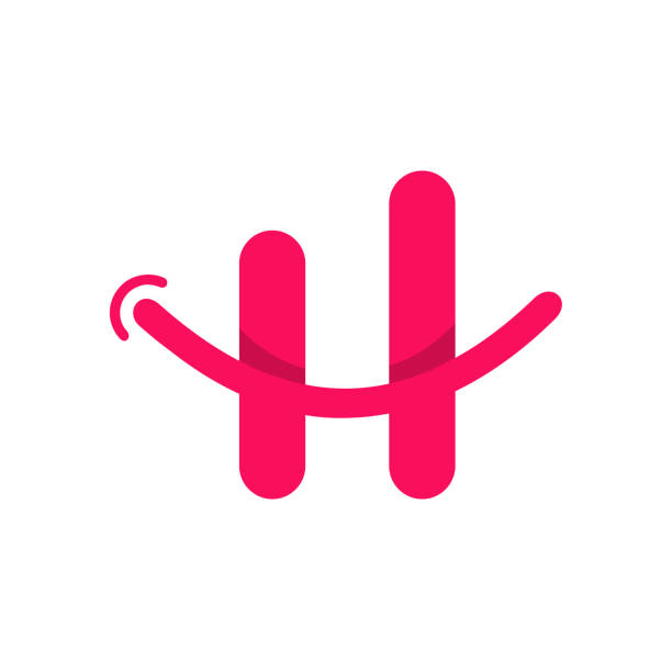 ilustraciones, imágenes clip art, dibujos animados e iconos de stock de plantilla de vector de sonrisa h rosa - letra h