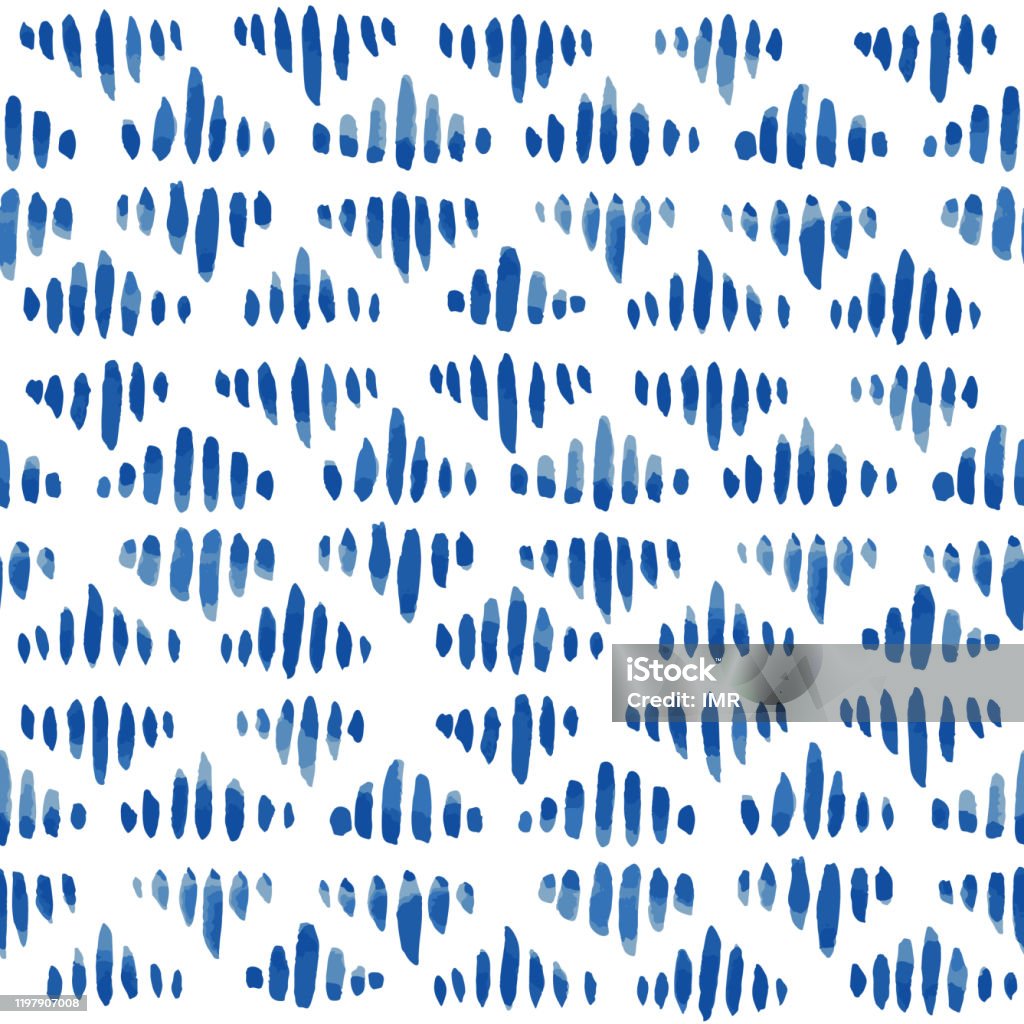 Blue Dashed Hand Drawn Background Seamless Vector Pattern Stock ...