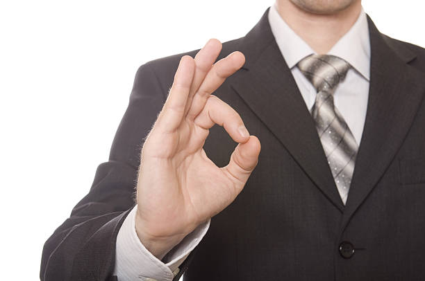 istock Businessman's hand make OK isolated on white background 119790923