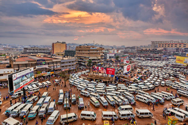 Cityscape, Kampala, Uganda Kampala, Uganda - July 9, 2019: View over the central bus station in Kampala, Uganda uganda stock pictures, royalty-free photos & images