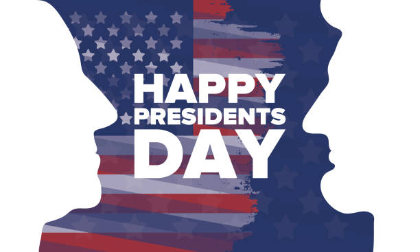 Happy Presidents day in United States. Washington's Birthday. Federal holiday in America. Celebrated in February. Patriotic american elements. Poster, banner and background. Vector illustration Happy Presidents day in United States. Washington's Birthday. Federal holiday in America. Celebrated in February. Patriotic american elements. Poster, banner and background. Vector illustration presidents day stock illustrations