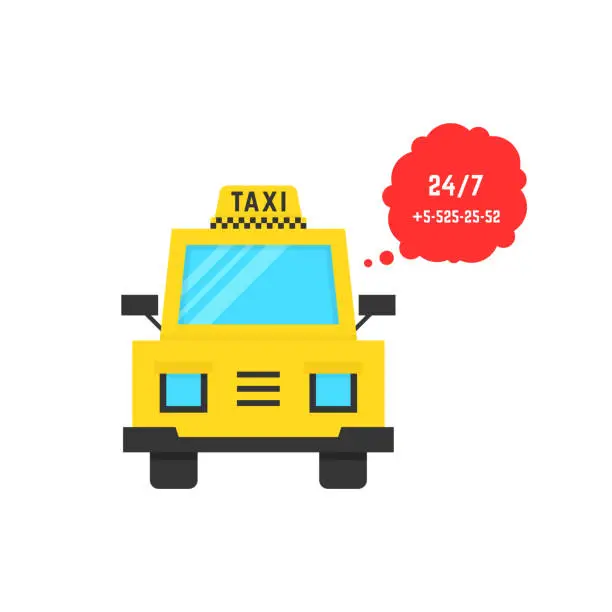Vector illustration of taxi service with speech bubble