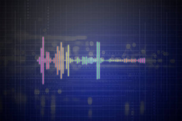 abstract digital audio signal graph spectrum, color technology background