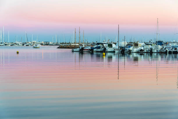 Yacht club at beautiful evening in Torrevieja, Spain